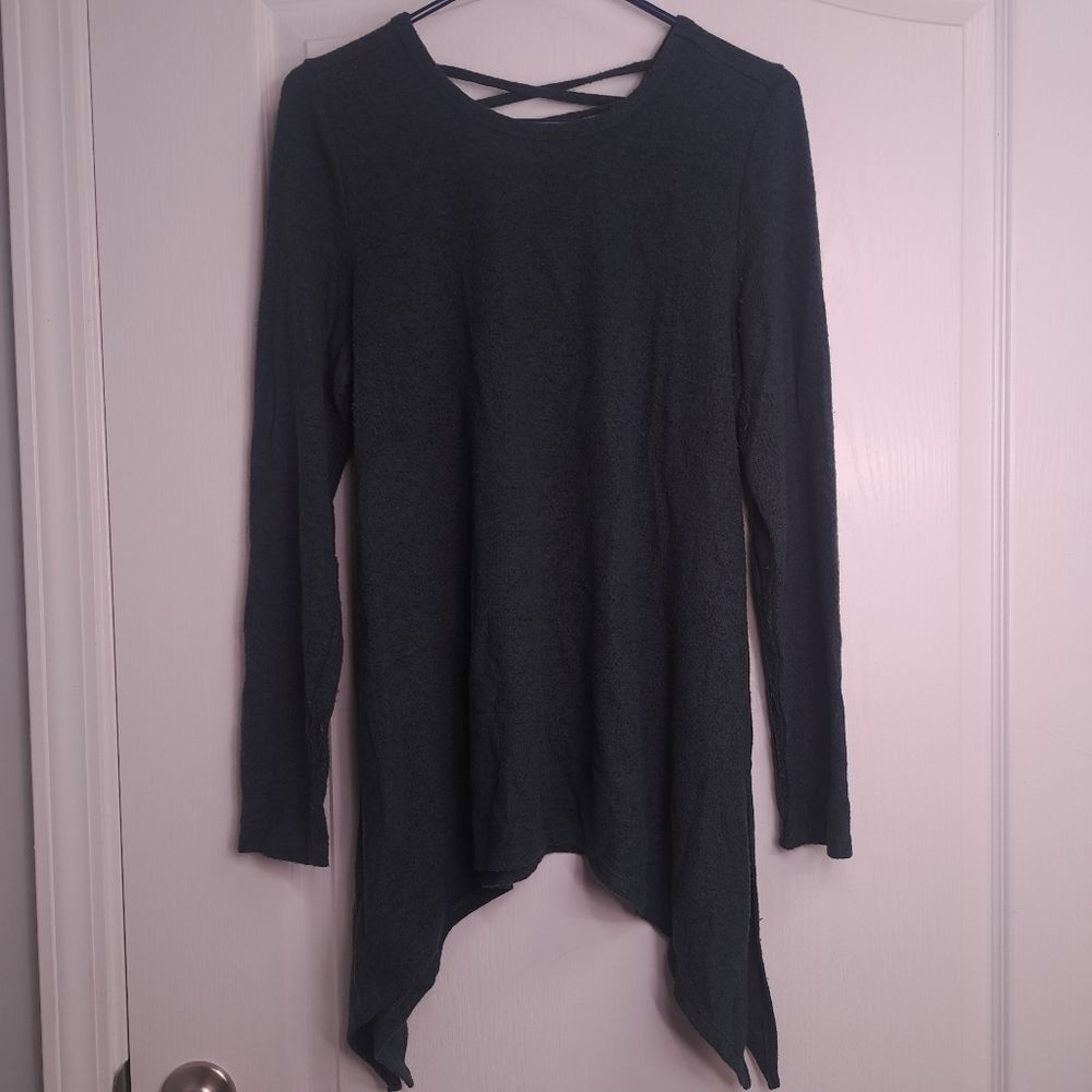 Torrid Green Long Sleeve Tunic with Crisscross Back